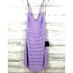 Lulu’s Womens S Purple Crochet Lined Spaghetti Strap Open Mini Dress Boho NEW